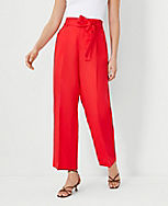 The Petite Tie Waist Straight Ankle Pant in Linen Blend carousel Product Image 1
