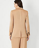 The Petite Relaxed Double Breasted Long Blazer in Satin carousel Product Image 2