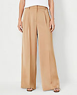 The Petite Pleated Wide Leg Pant in Satin carousel Product Image 1