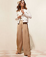 The Petite Pleated Wide Leg Pant in Satin carousel Product Image 3