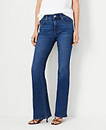 Petite Mid Rise Boot Cut Jeans in Classic Mid Wash carousel Product Image 1