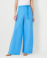 The Petite Belted Pull On Palazzo Pant in Linen Blend carousel Product Image 1