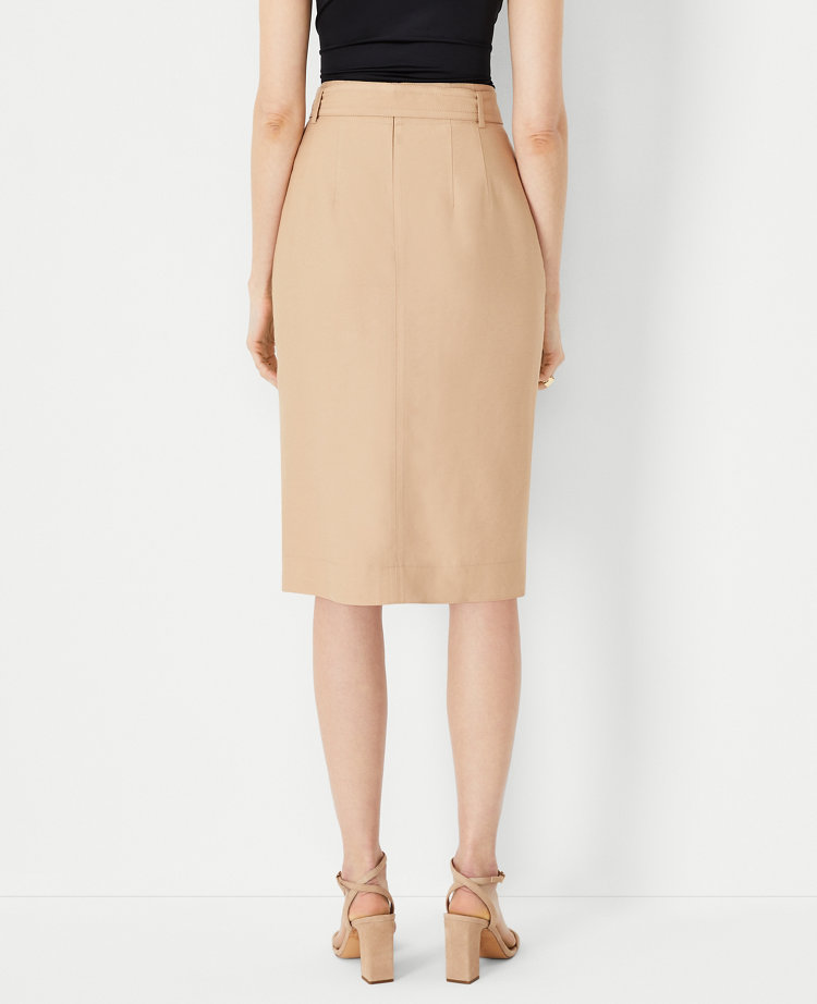 Petite Button Wrap Pencil Skirt