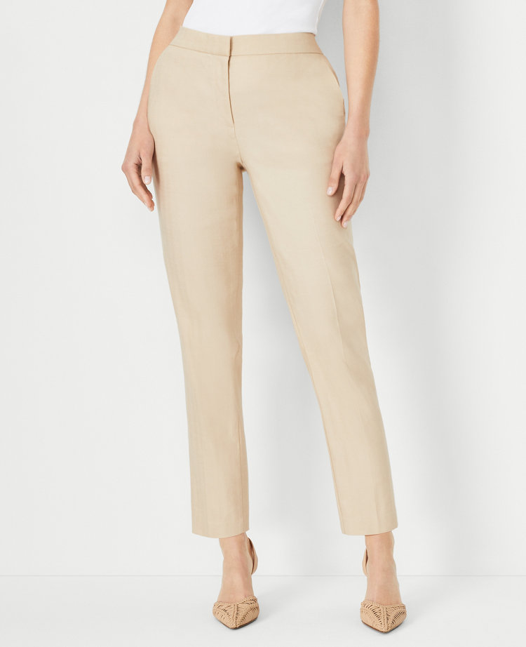 A Black ankle length coton linen pant with plain belt in front