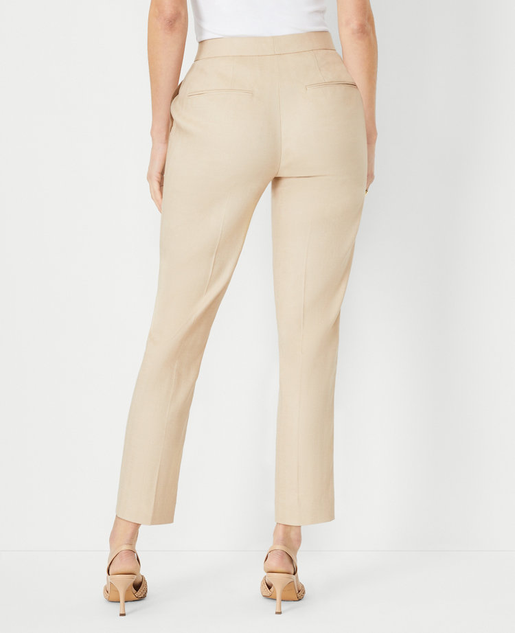 Ladies Crinkle Woven Ankle Pants-Limestone