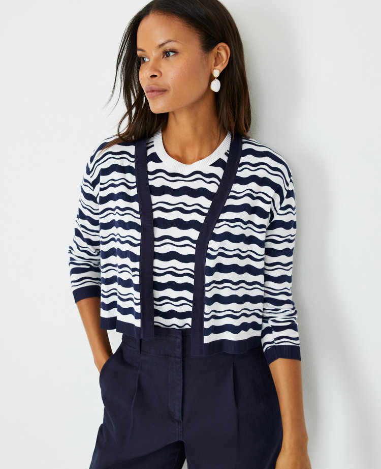 Wavetide Stripe V-Neck Sweater Tee