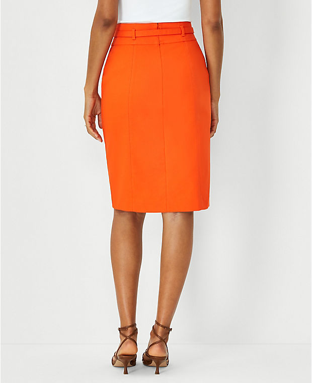 Petite Belted Seamed Pencil Skirt