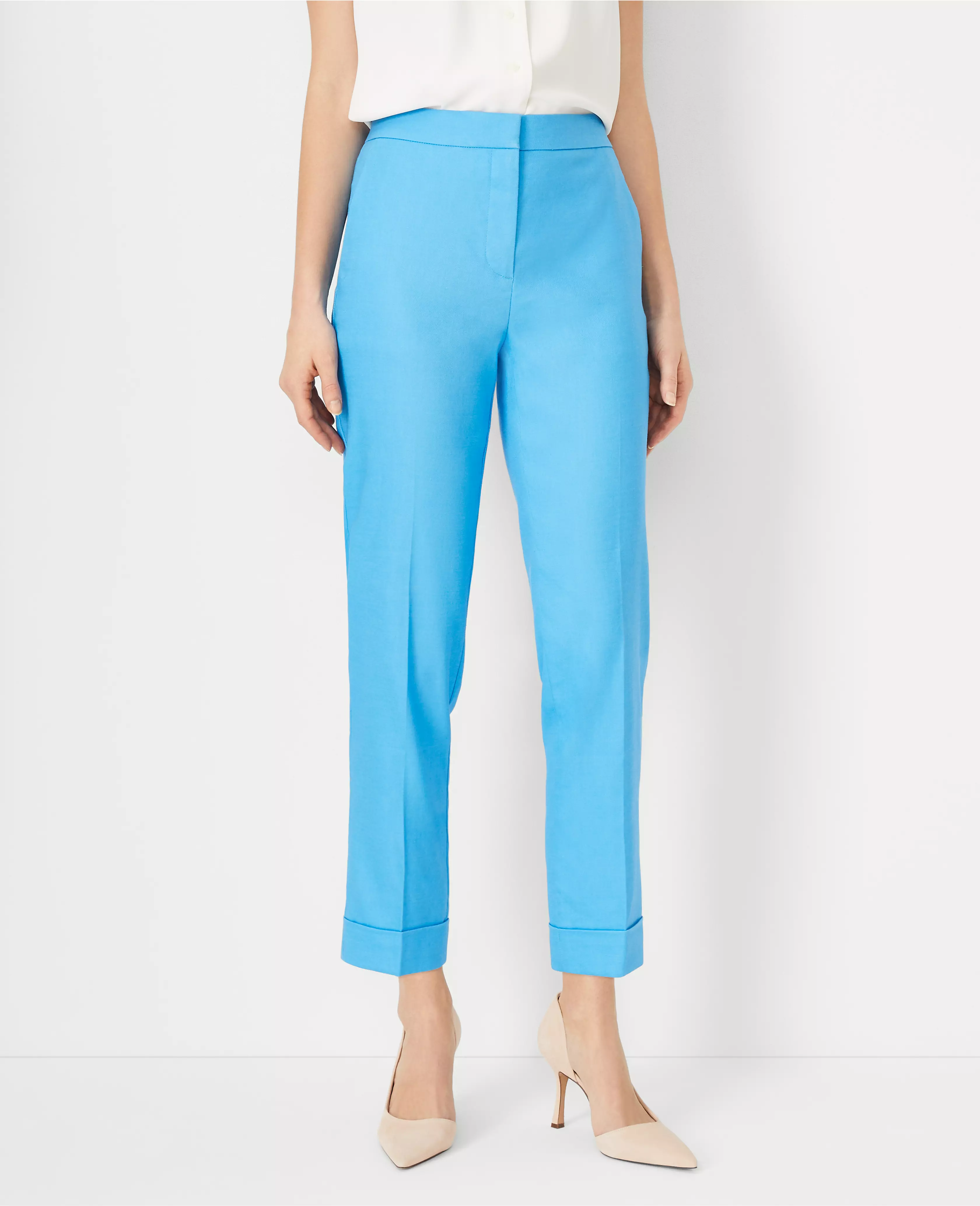 The Petite High Rise Eva Ankle Pant in Linen Blend - Curvy Fit