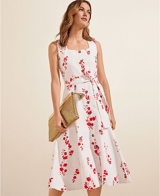 Tall Floral Button Flare Dress
