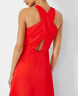 Tall Cutout Back Flare Halter Dress carousel Product Image 3