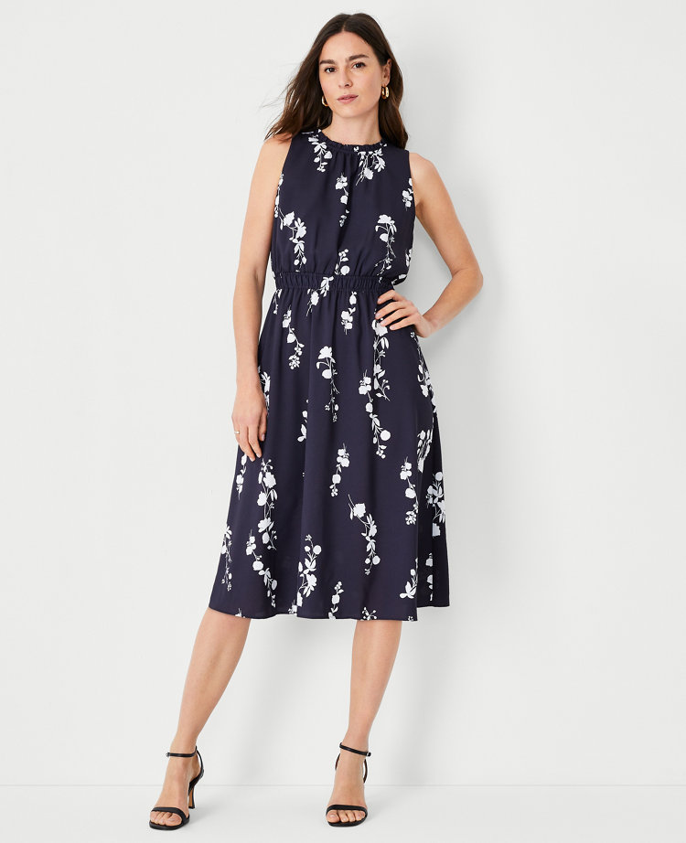 Ann taylor blue outlet floral dress