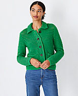 Petite Geo Stitch Sweater Jacket carousel Product Image 1
