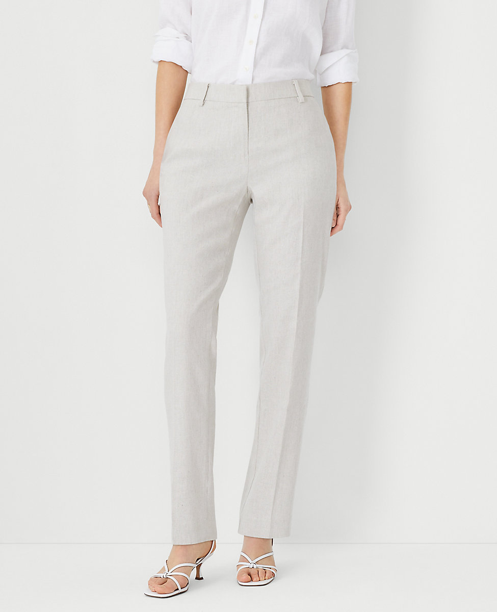 The Petite Sophia Straight Pant in Linen Blend - Curvy Fit