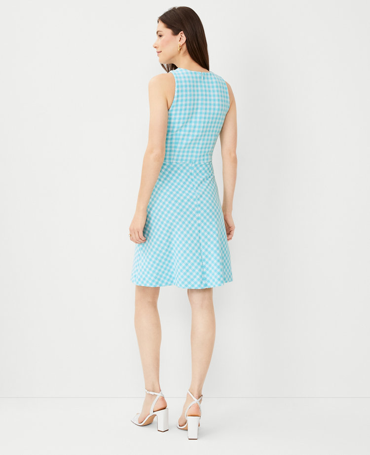 Gingham Sleeveless Flare Dress