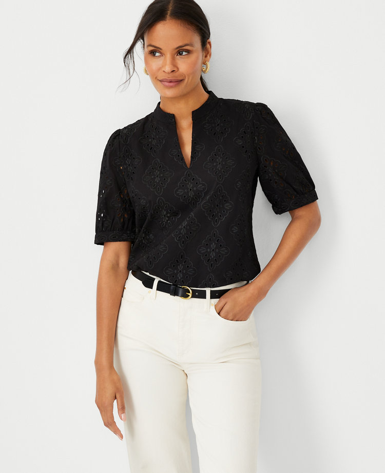 Eyelet Elbow Sleeve Popover