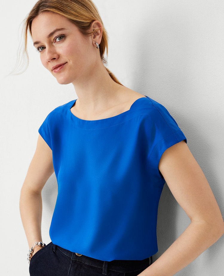 Ann Taylor Boatneck Top In True Cobalt