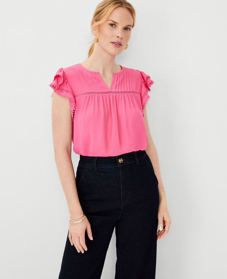 Bobble Flounce Sleeve Top