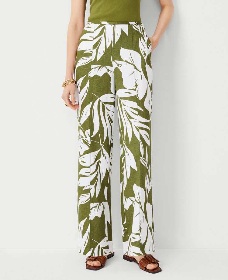 Seaside Vacation Geometric Print Side Tie Straight Pants