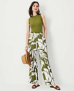 The Petite Seamed Side Zip Straight Pant in Tropical Print carousel Product Image 3