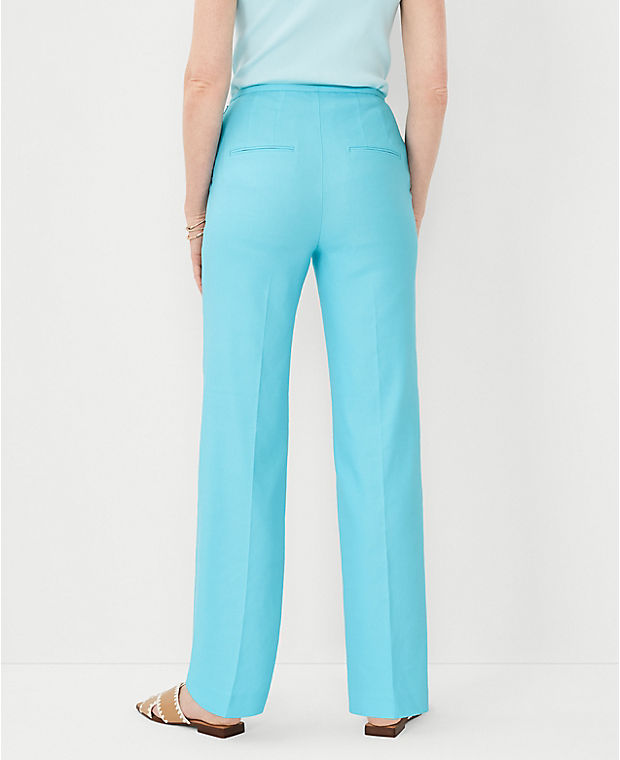 The Side Zip Straight Pant in Linen Blend - Curvy Fit