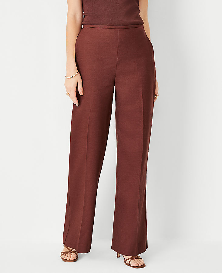 The Side Zip Straight Pant in Linen Blend - Curvy Fit
