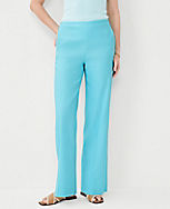 The Petite Side Zip Straight Pant in Linen Blend - Curvy Fit carousel Product Image 1