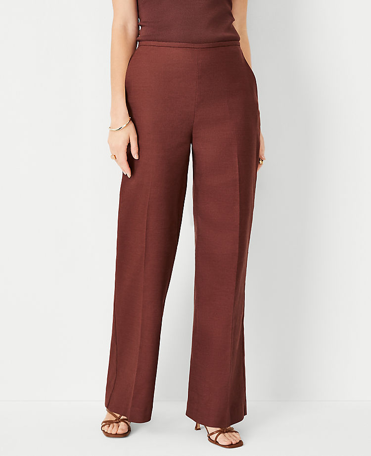 The Petite Side Zip Straight Pant in Linen Blend - Curvy Fit