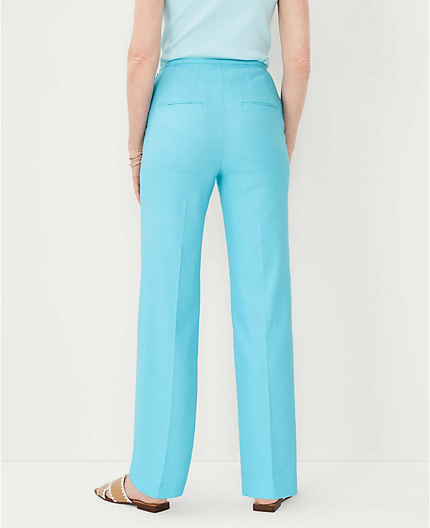 The Petite Side Zip Straight Pant in Linen Blend - Curvy Fit
