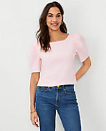 Puff Sleeve Boatneck Top carousel Product Image 1