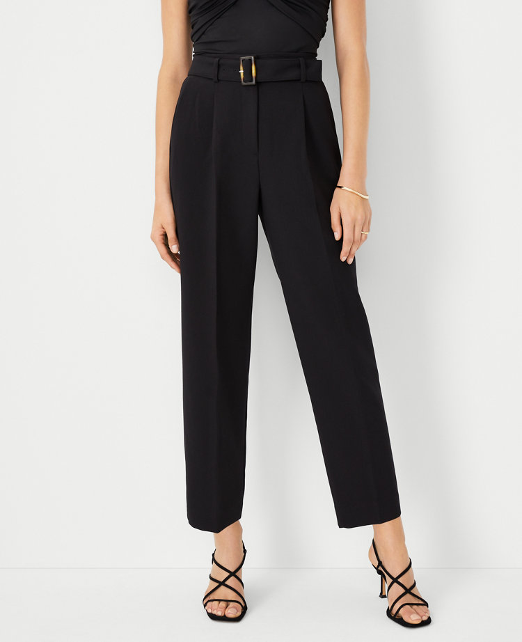 Ann Taylor The Petite Belted Taper Pant In Black