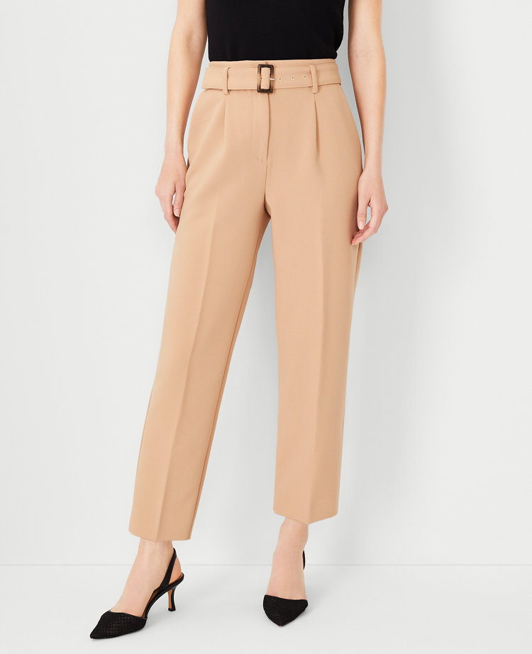 Ann Taylor The Petite Belted Taper Pant In Cafe Au Lait