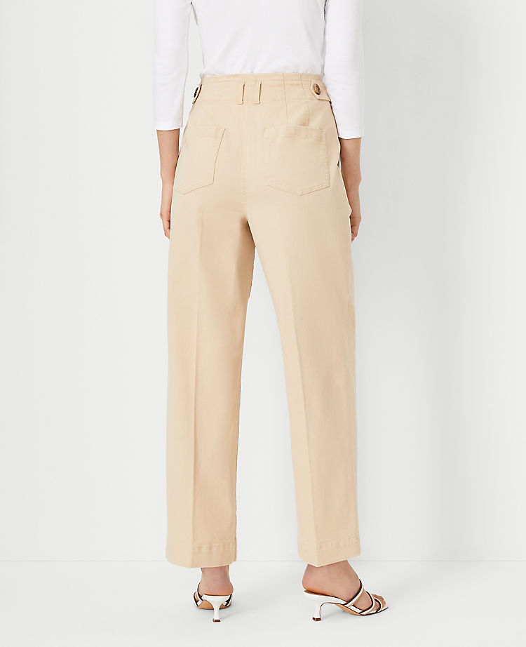 The Petite Pleated Straight Ankle Pant in Chino