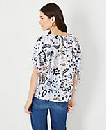 Petite Floral Puff Tie Sleeve Top carousel Product Image 2