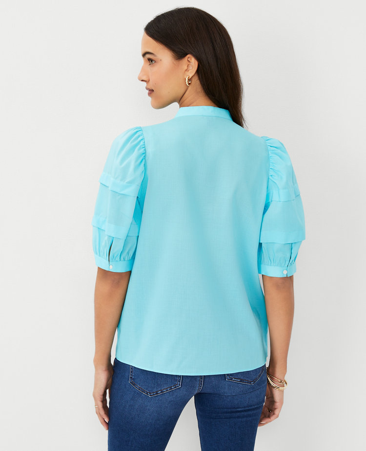 Pintucked Puff Sleeve Popover