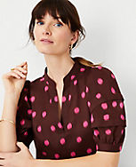Dot Pintucked Puff Sleeve Popover carousel Product Image 3