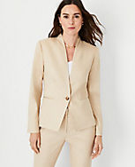 The Petite Cutaway Blazer in Linen Blend carousel Product Image 1