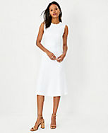 The Petite Crew Neck Flare Dress in Linen Blend carousel Product Image 1