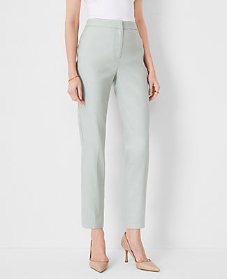 Ann Taylor The Petite Eva Ankle Pant In Linen Blend In Aqua Grey