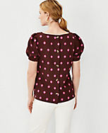 Dot Button Back Puff Sleeve Top carousel Product Image 2