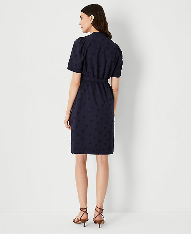 Embroidered Belted Shift Dress