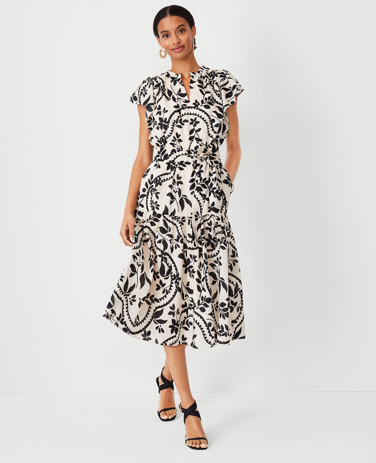 Belted shell midi dress