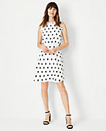 Tall Dotted Ruffle Neck Flare Dress carousel Product Image 1
