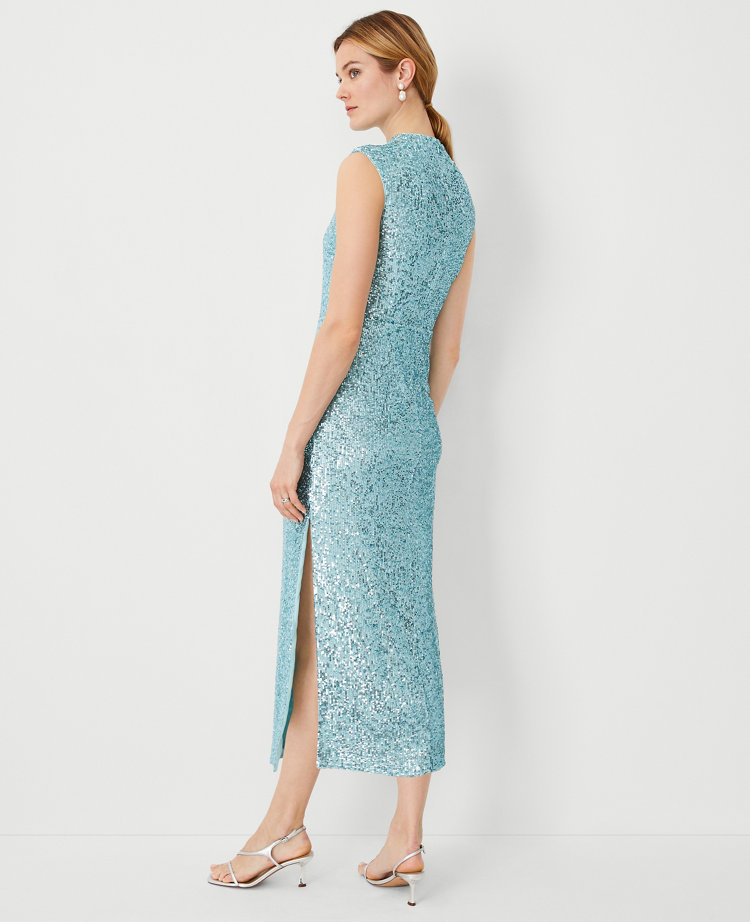 Petite Sequin Mock Neck Sheath Dress