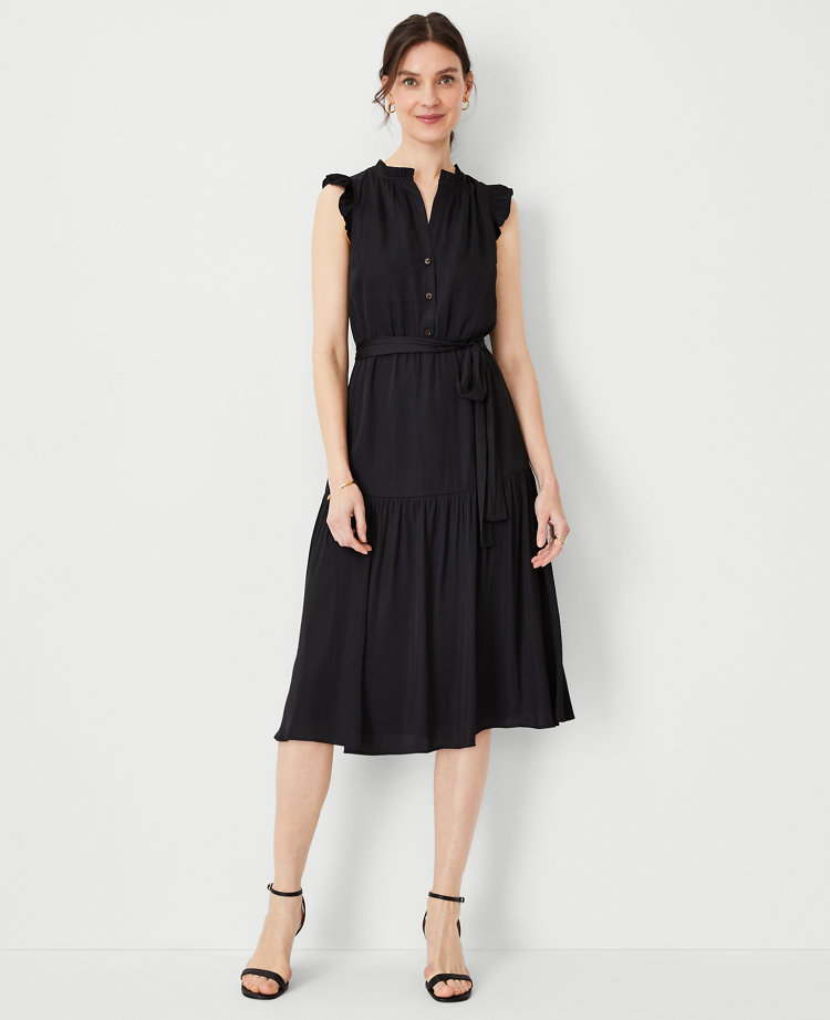 Petite Ruffle Belted Flare Dress carousel Product Image 1