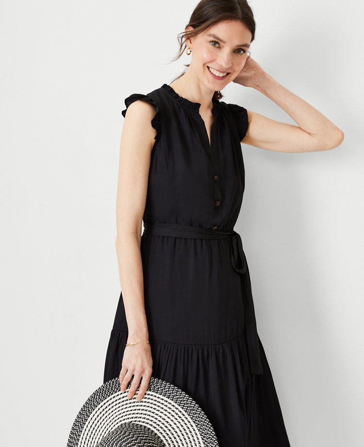 Petite Ruffle Belted Flare Dress carousel Product Image 3