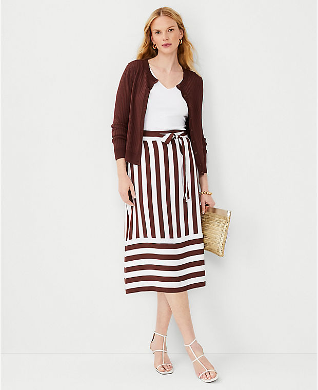 Petite Striped Flounce Slip Skirt