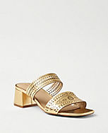 Perforated Leather Block Heel Mules carousel Product Image 1