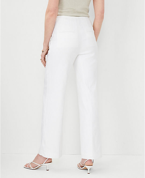 The Petite Side Zip Straight Pant in Linen Blend
