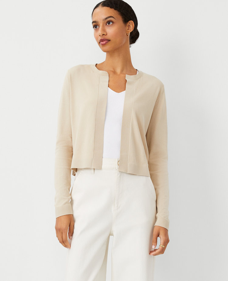 Petite Seasonless Cropped Open Cardigan