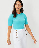 Petite Silky Ribbed Sweater Tee carousel Product Image 1